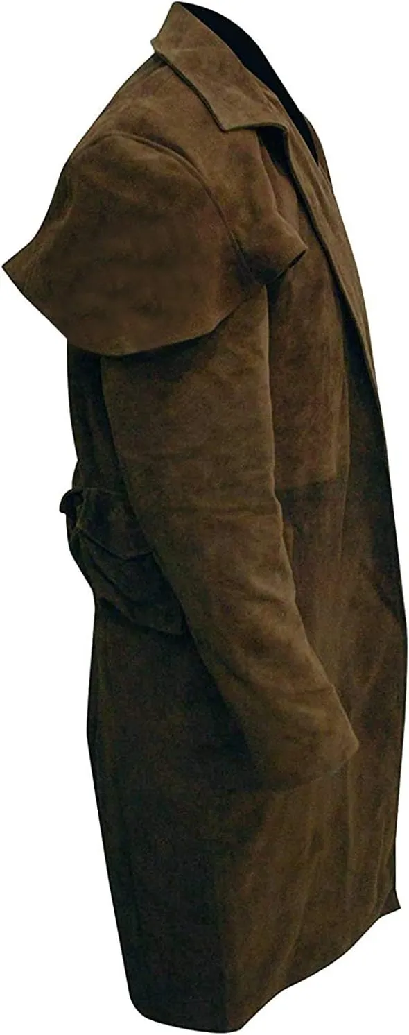 Suede Leather Duster Coat Mens - New Vegas Armor Classic Veteran Ranger Brown Trench Coat