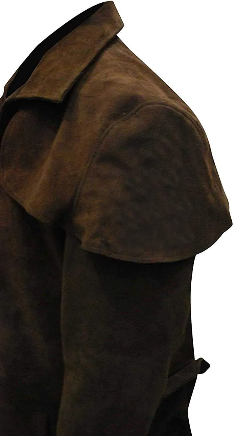 Suede Leather Duster Coat Mens - New Vegas Armor Classic Veteran Ranger Brown Trench Coat