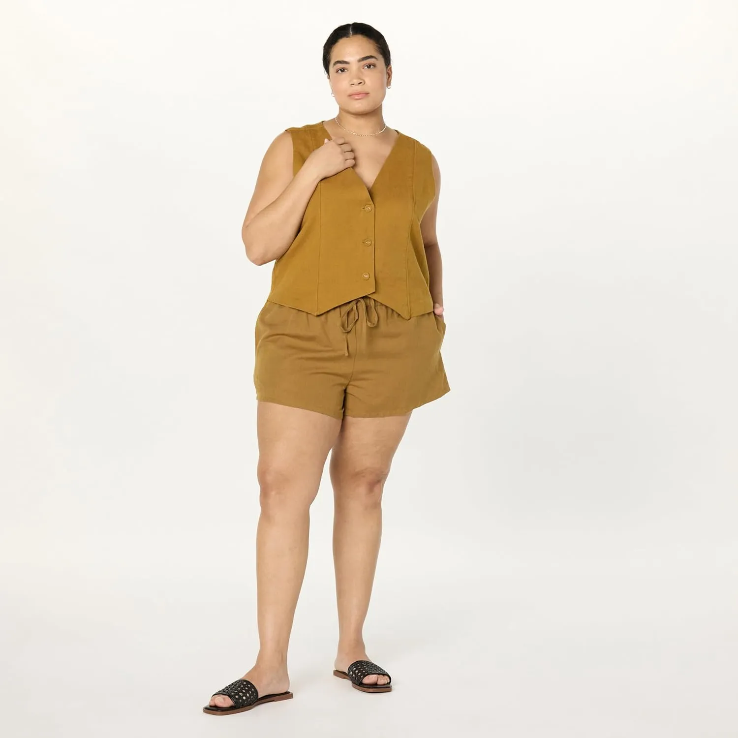 The Drop Women's Emilie Relaxed Pull-on Linen Shorts