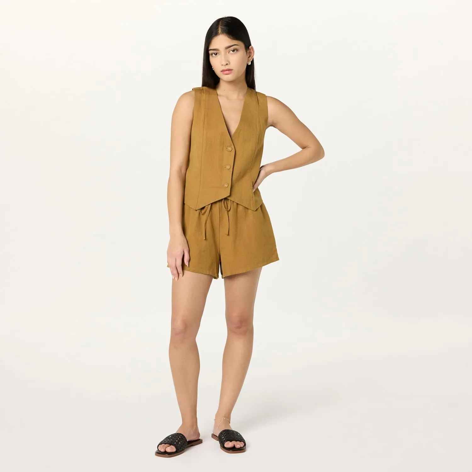 The Drop Women's Emilie Relaxed Pull-on Linen Shorts