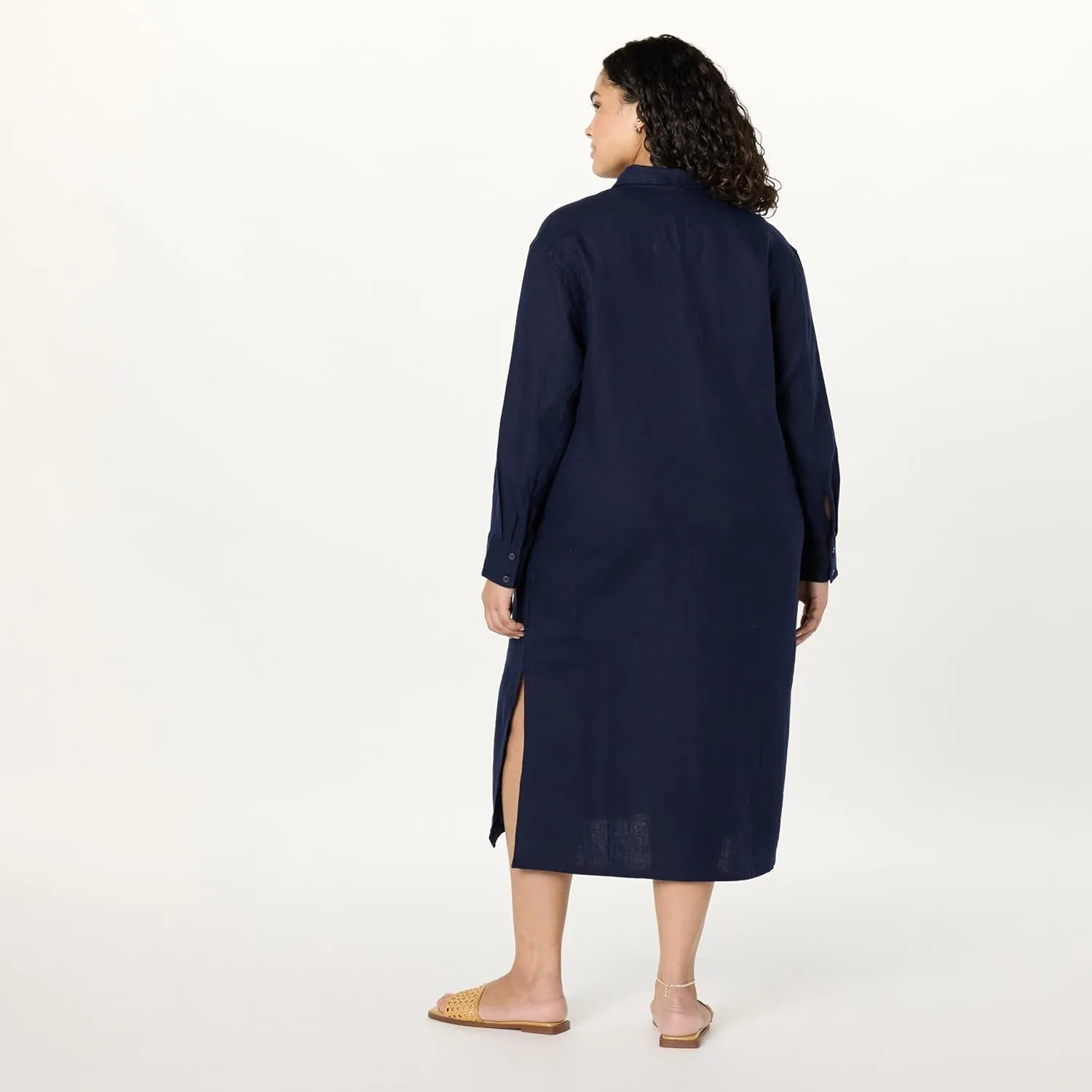 The Drop Women's Fiona Relaxed Linen Midi Shirt Dress