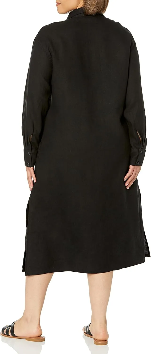 The Drop Women's Fiona Relaxed Linen Midi Shirt Dress