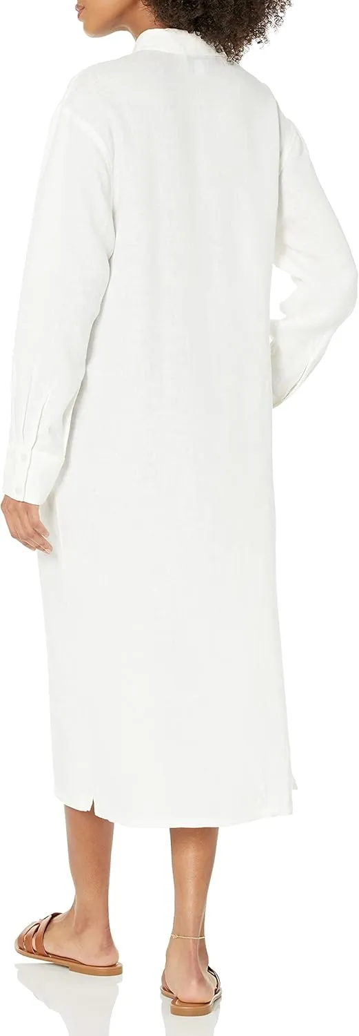 The Drop Women's Fiona Relaxed Linen Midi Shirt Dress