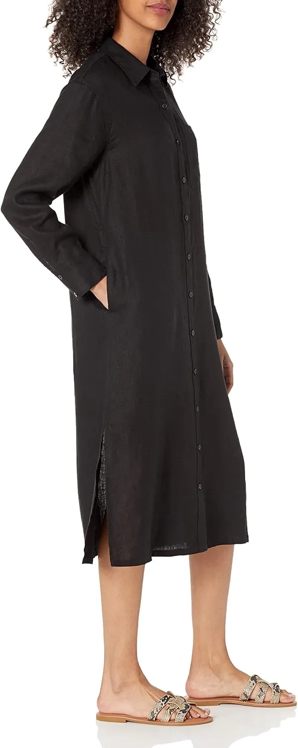 The Drop Women's Fiona Relaxed Linen Midi Shirt Dress