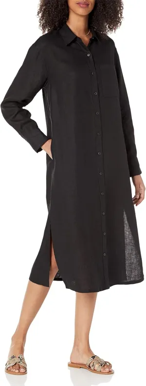 The Drop Women's Fiona Relaxed Linen Midi Shirt Dress