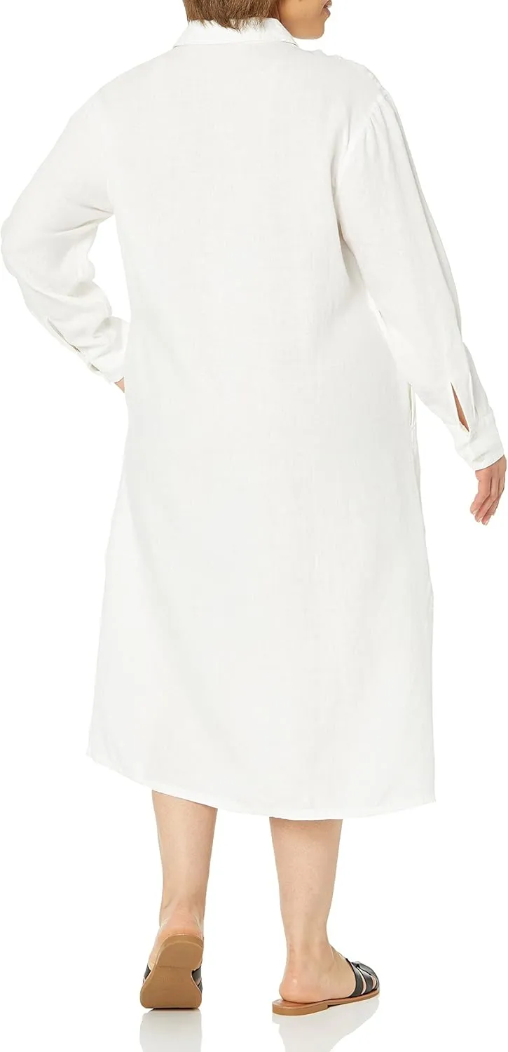 The Drop Women's Fiona Relaxed Linen Midi Shirt Dress