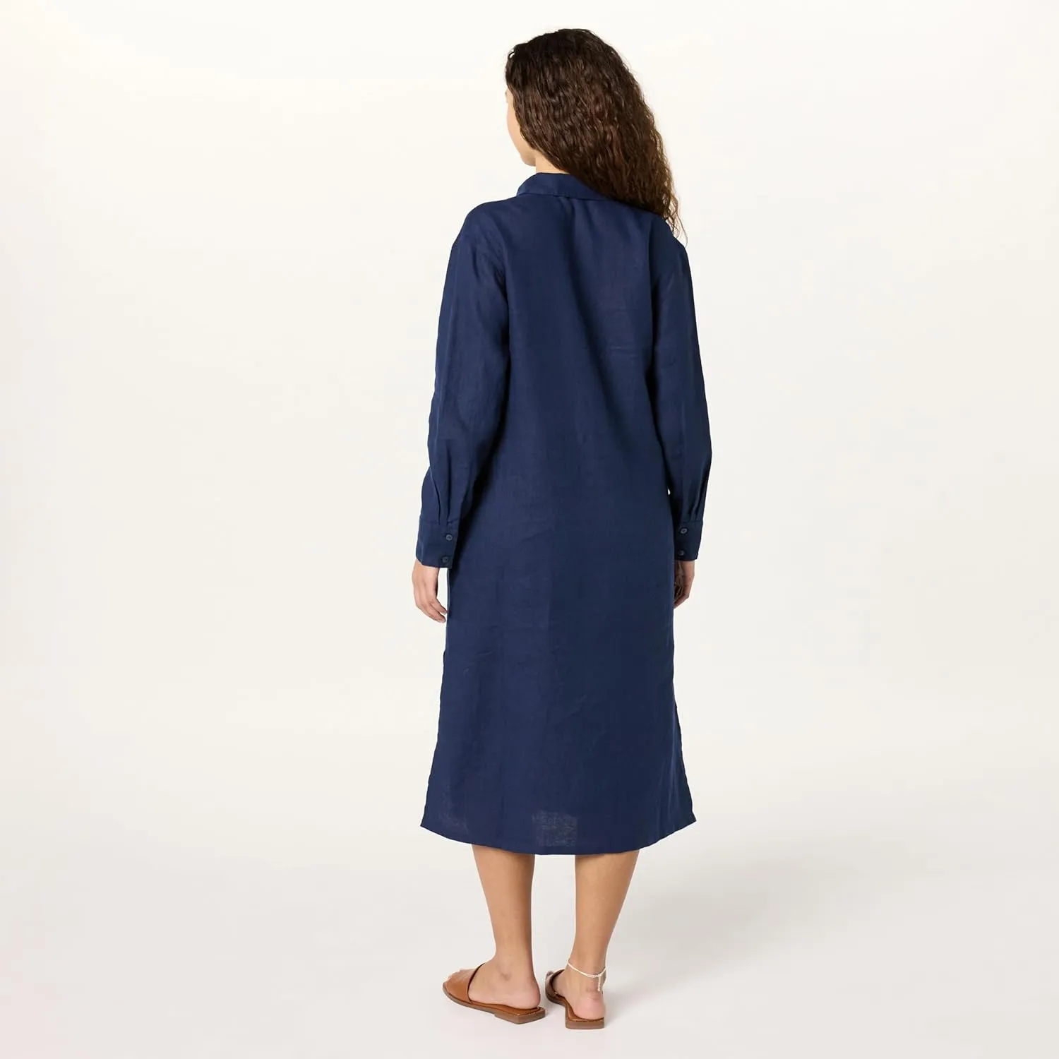The Drop Women's Fiona Relaxed Linen Midi Shirt Dress