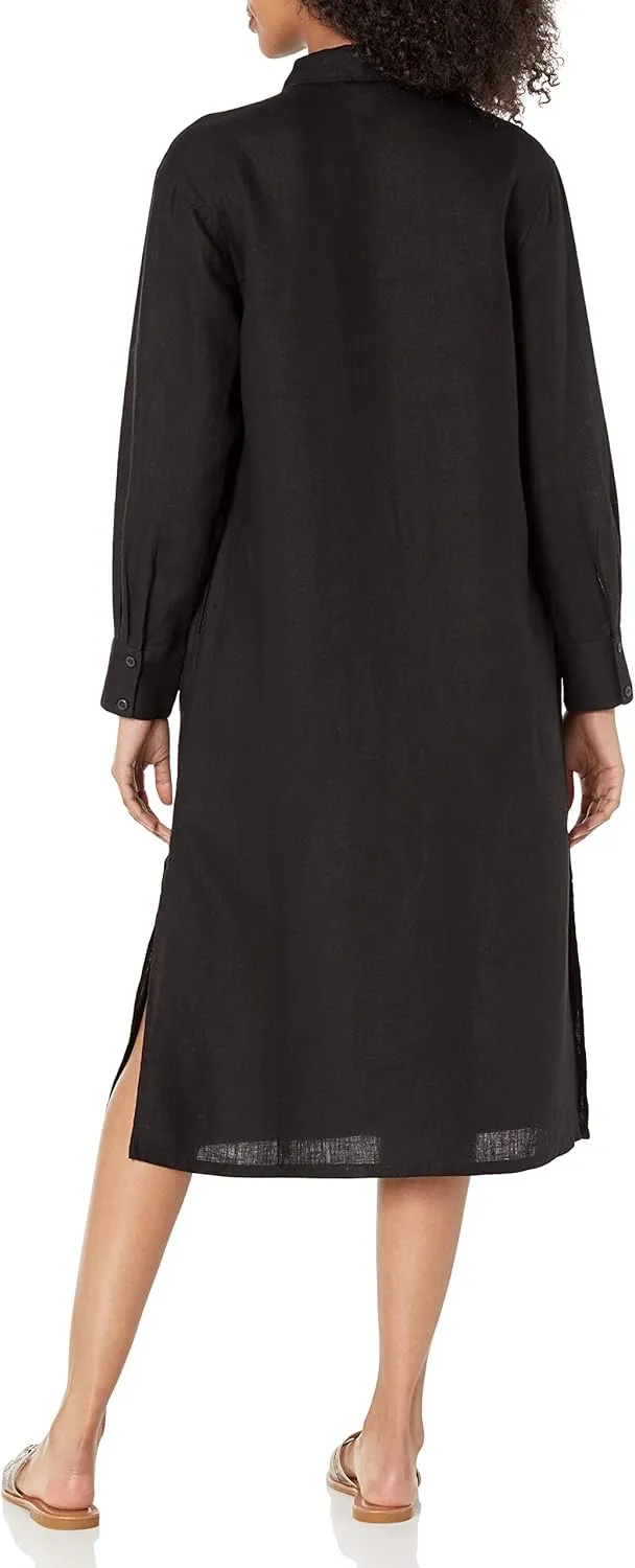 The Drop Women's Fiona Relaxed Linen Midi Shirt Dress