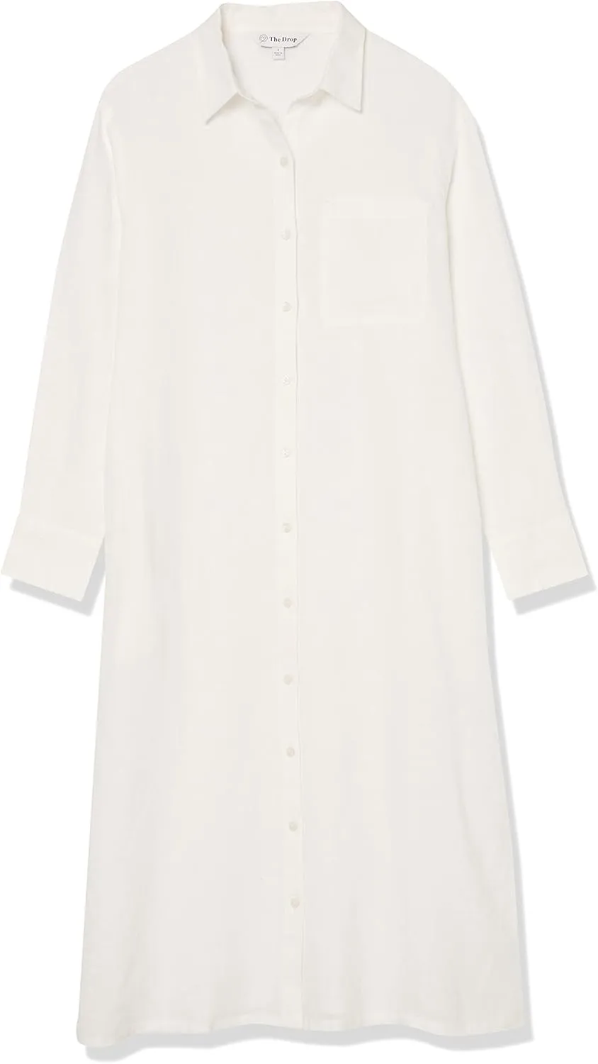 The Drop Women's Fiona Relaxed Linen Midi Shirt Dress