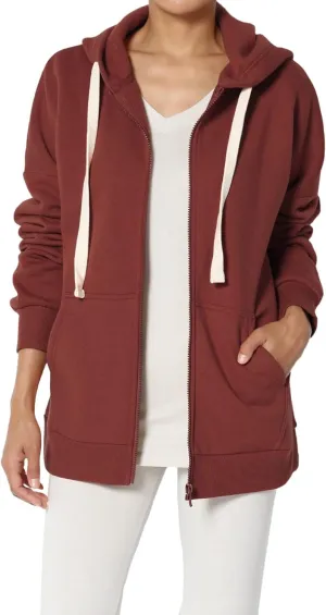 TheMogan Women's Essential Cotton Fleece Full Zip Hoodie Sweatshirt Relaxed Hooded Jacket