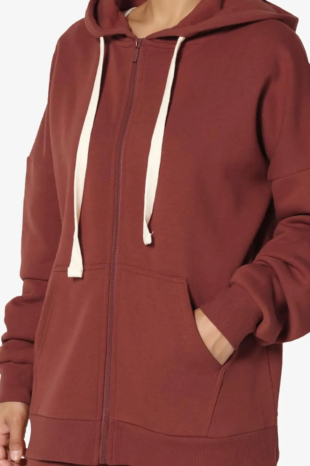 TheMogan Women's Essential Cotton Fleece Full Zip Hoodie Sweatshirt Relaxed Hooded Jacket
