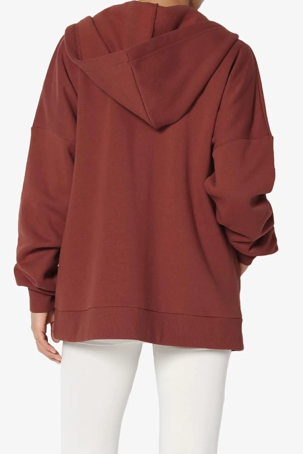 TheMogan Women's Essential Cotton Fleece Full Zip Hoodie Sweatshirt Relaxed Hooded Jacket
