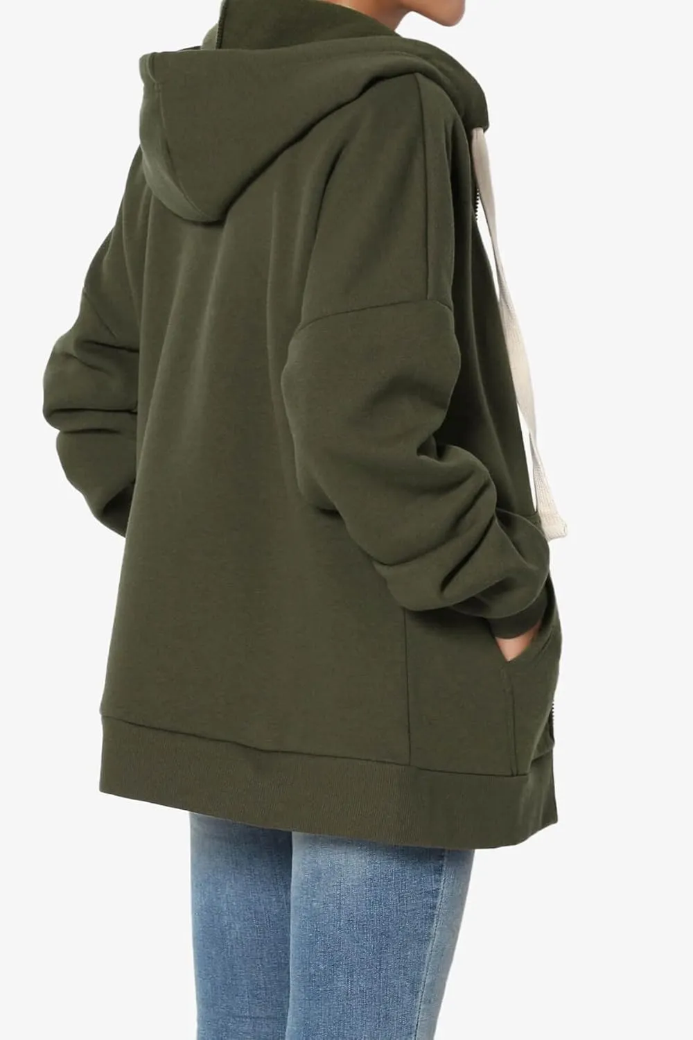 TheMogan Women's Essential Cotton Fleece Full Zip Hoodie Sweatshirt Relaxed Hooded Jacket