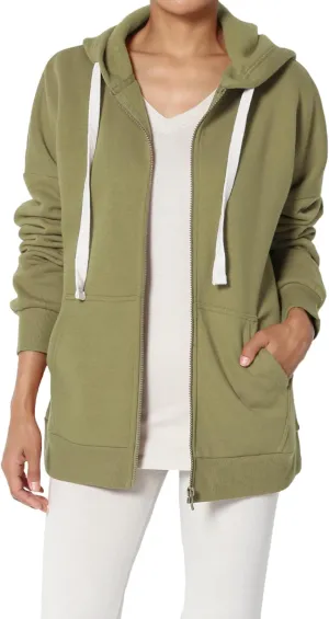 TheMogan Women's Essential Cotton Fleece Full Zip Hoodie Sweatshirt Relaxed Hooded Jacket