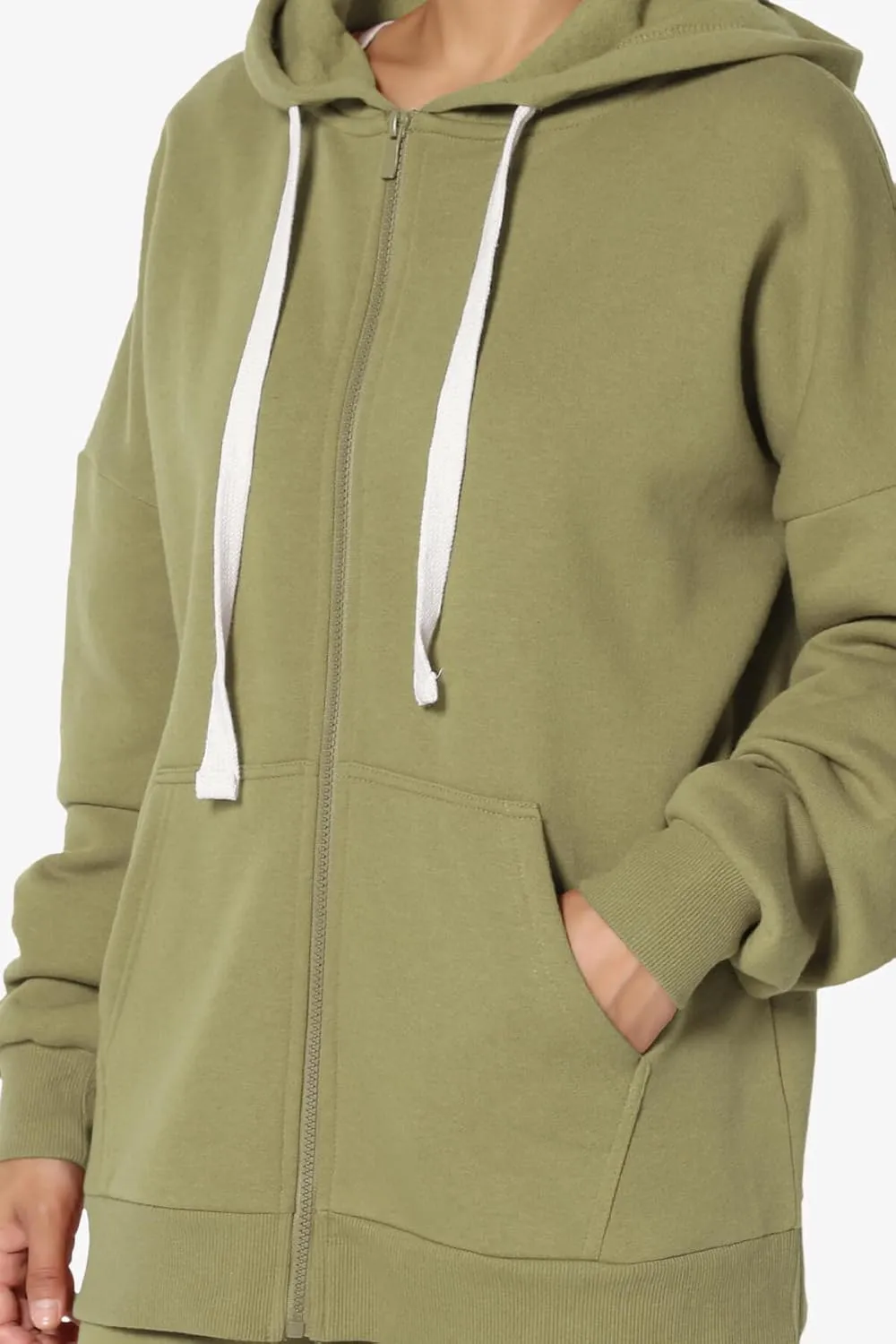 TheMogan Women's Essential Cotton Fleece Full Zip Hoodie Sweatshirt Relaxed Hooded Jacket