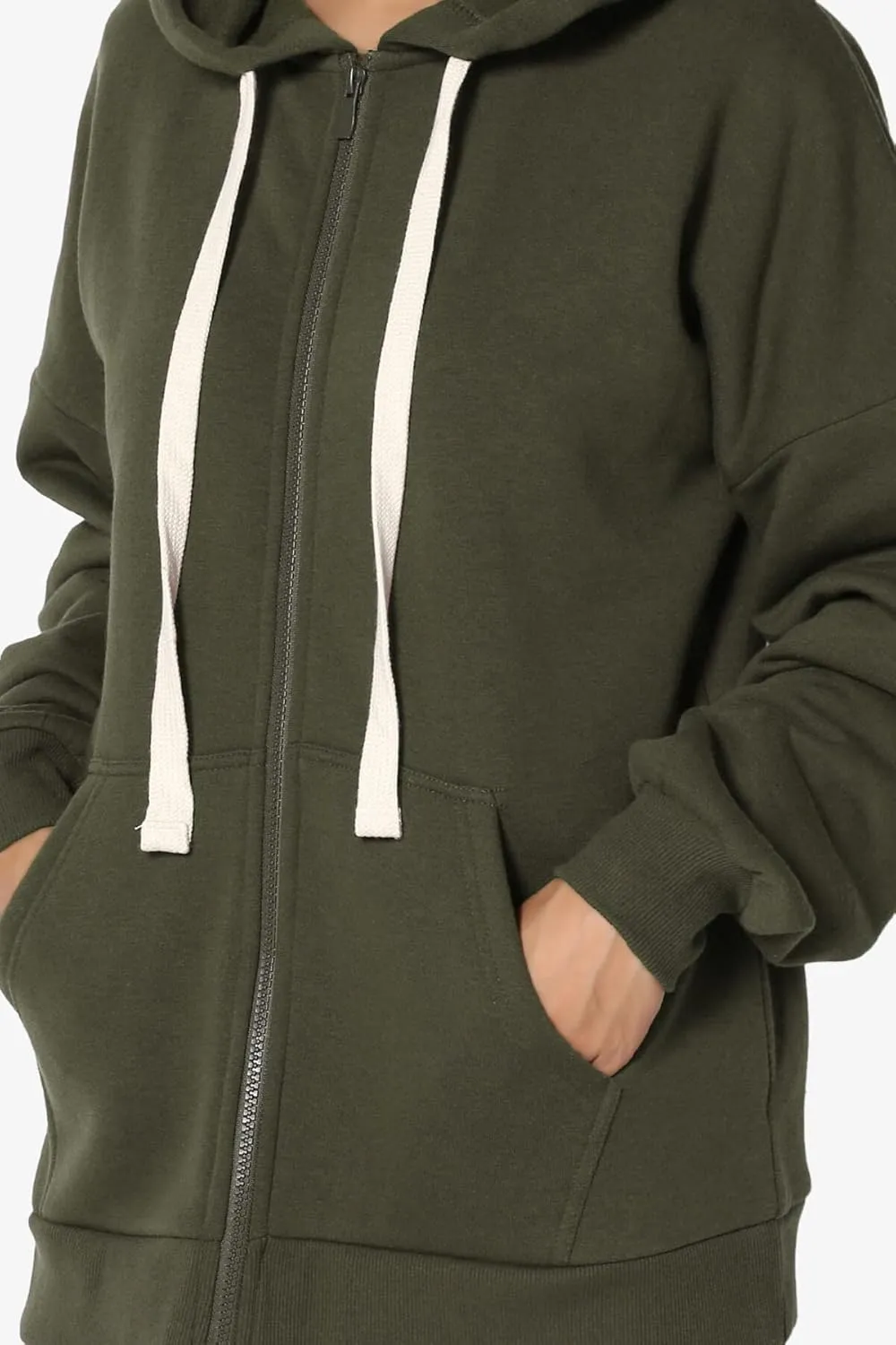 TheMogan Women's Essential Cotton Fleece Full Zip Hoodie Sweatshirt Relaxed Hooded Jacket