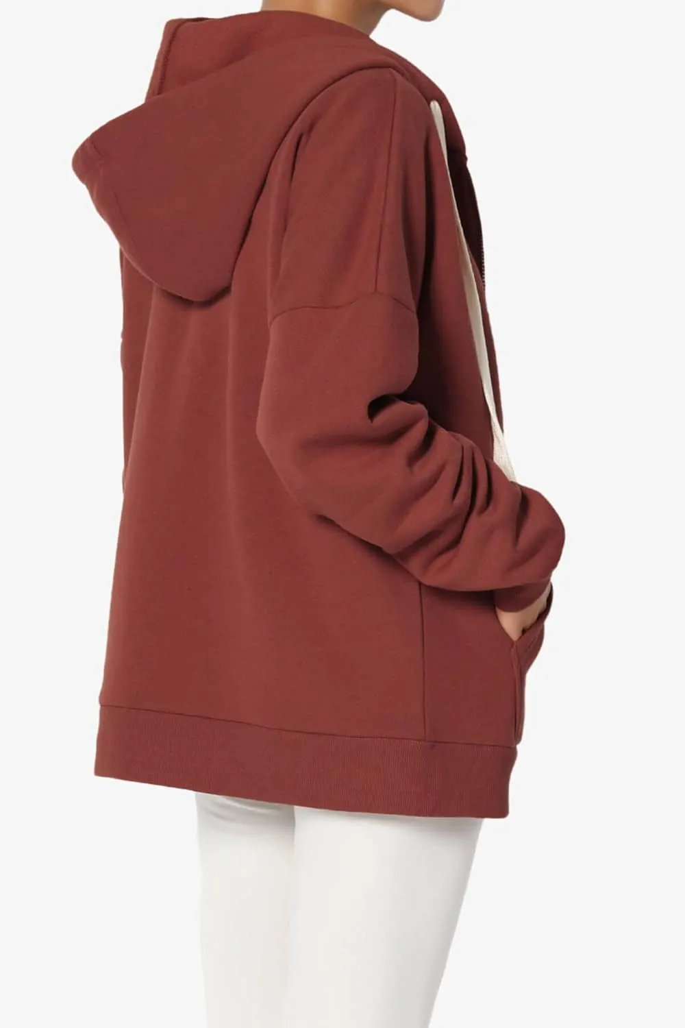 TheMogan Women's Essential Cotton Fleece Full Zip Hoodie Sweatshirt Relaxed Hooded Jacket