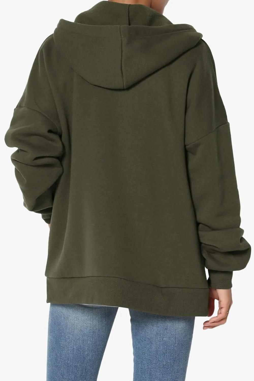 TheMogan Women's Essential Cotton Fleece Full Zip Hoodie Sweatshirt Relaxed Hooded Jacket