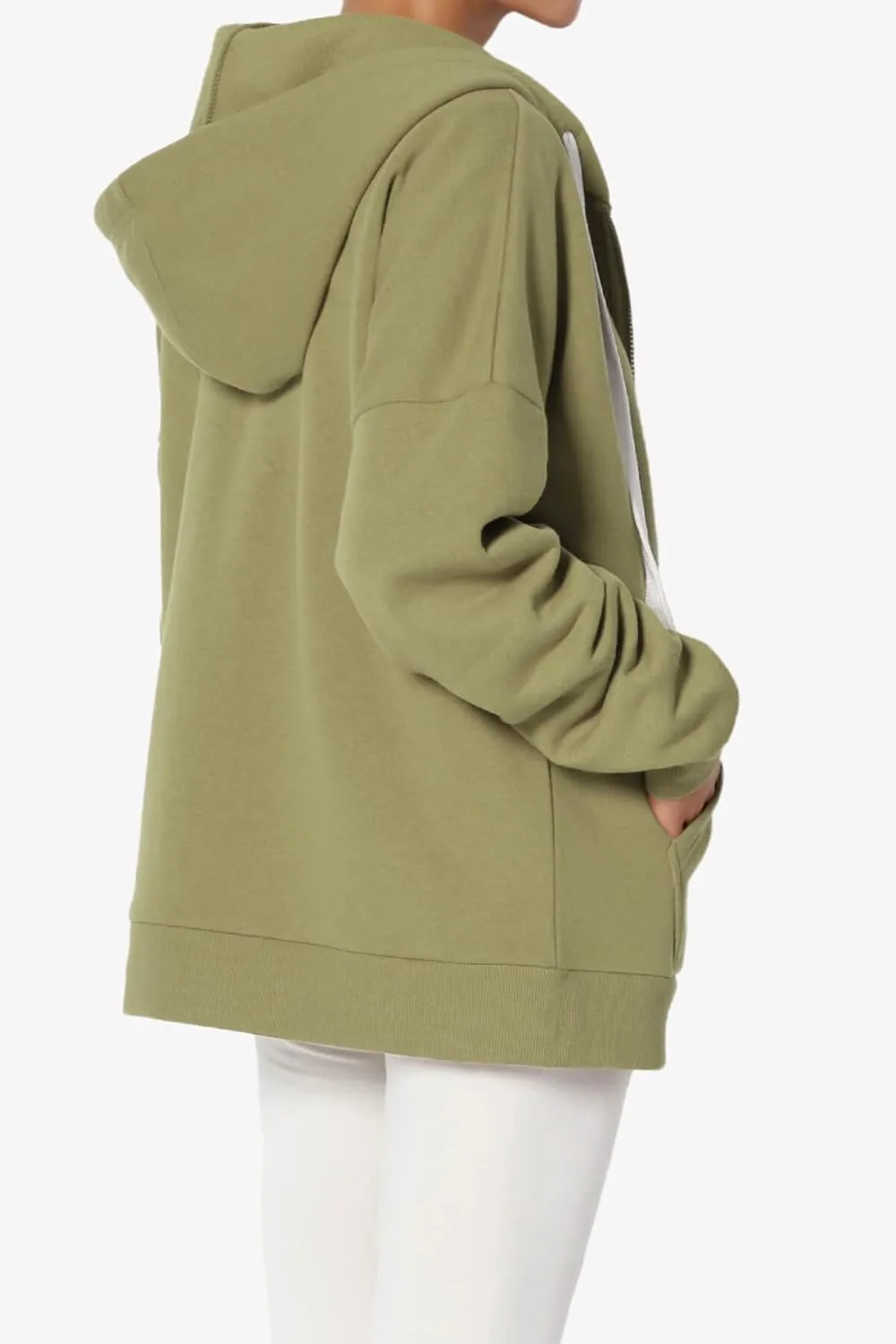 TheMogan Women's Essential Cotton Fleece Full Zip Hoodie Sweatshirt Relaxed Hooded Jacket