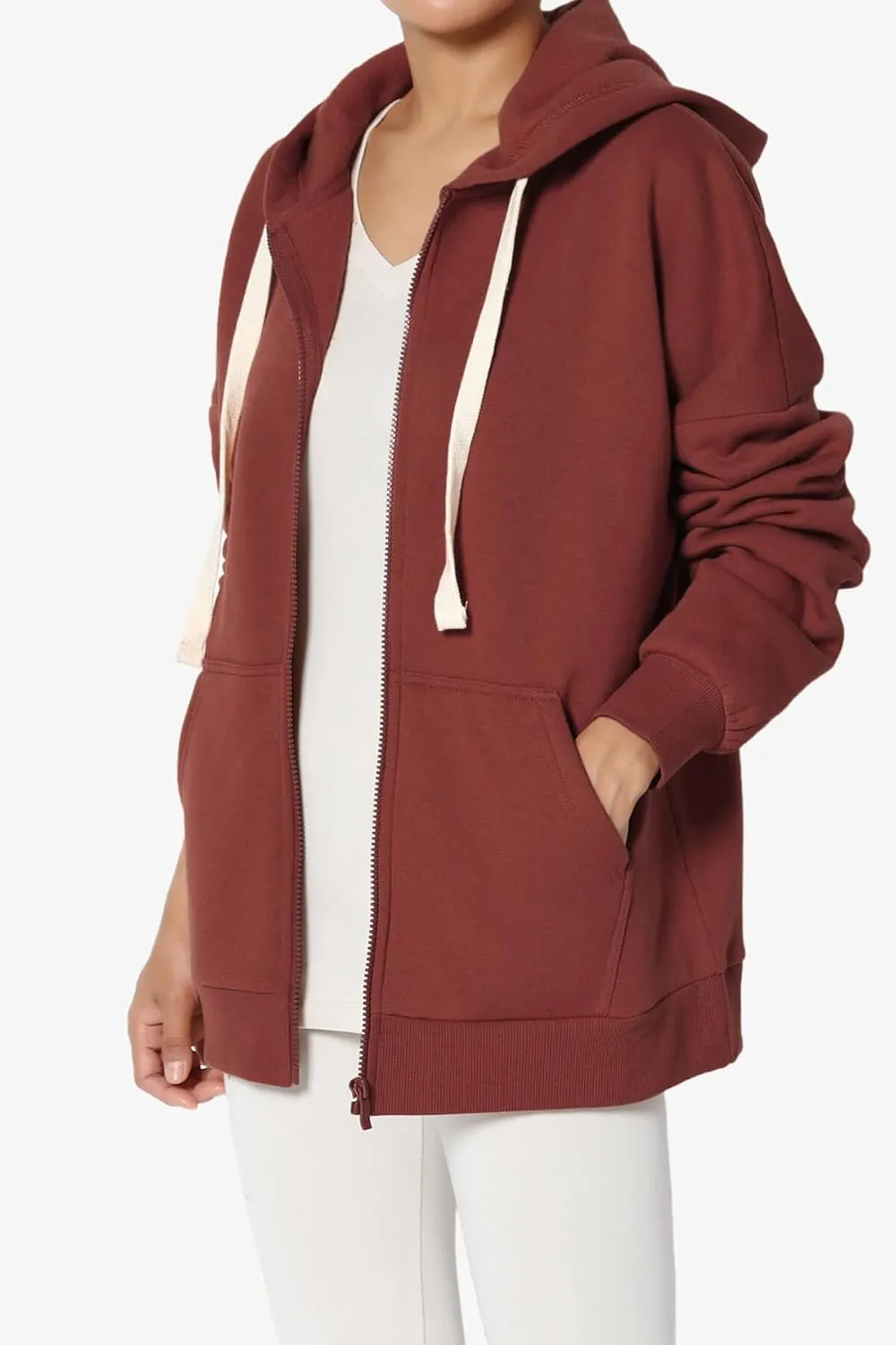 TheMogan Women's Essential Cotton Fleece Full Zip Hoodie Sweatshirt Relaxed Hooded Jacket