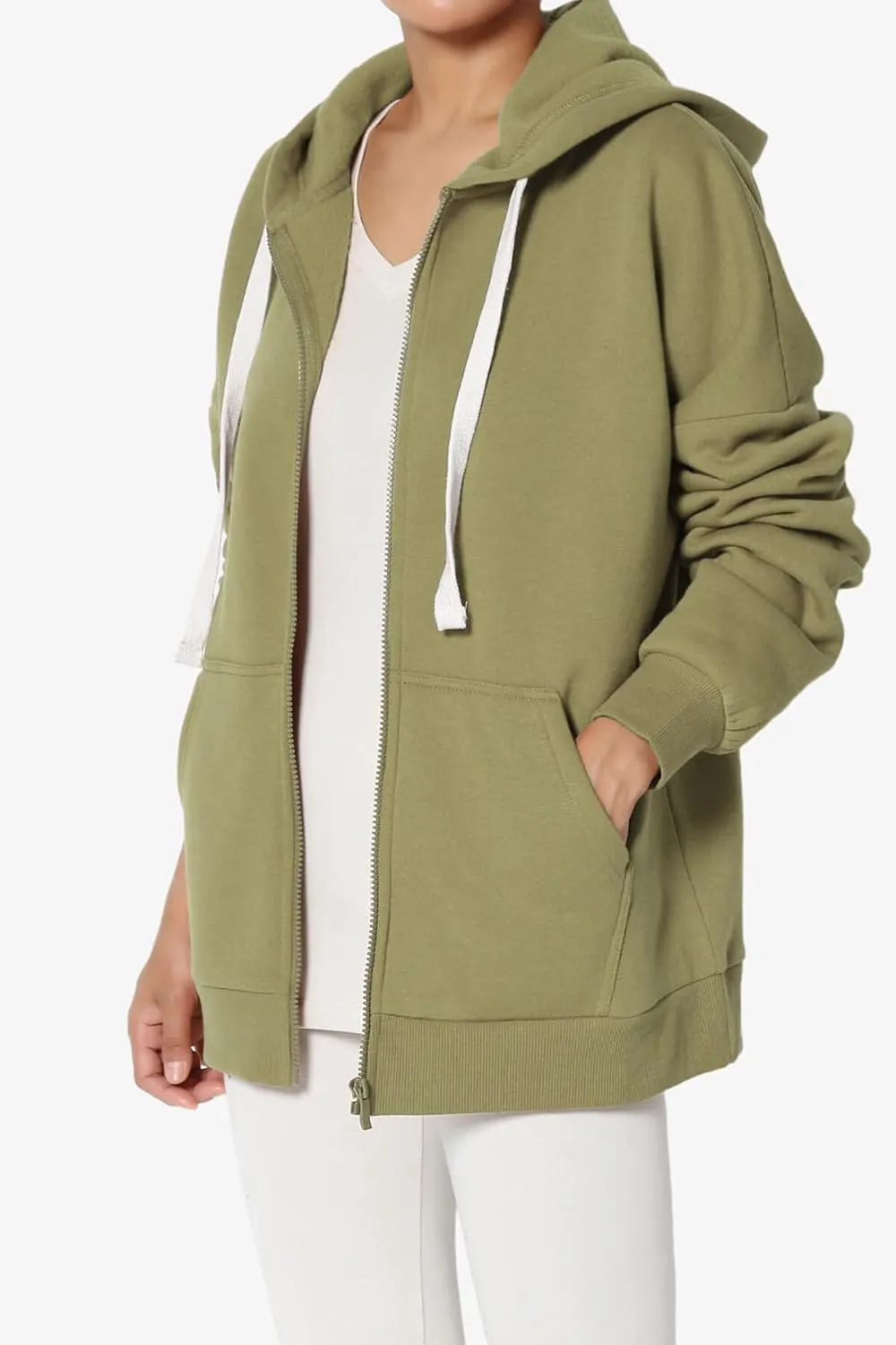 TheMogan Women's Essential Cotton Fleece Full Zip Hoodie Sweatshirt Relaxed Hooded Jacket