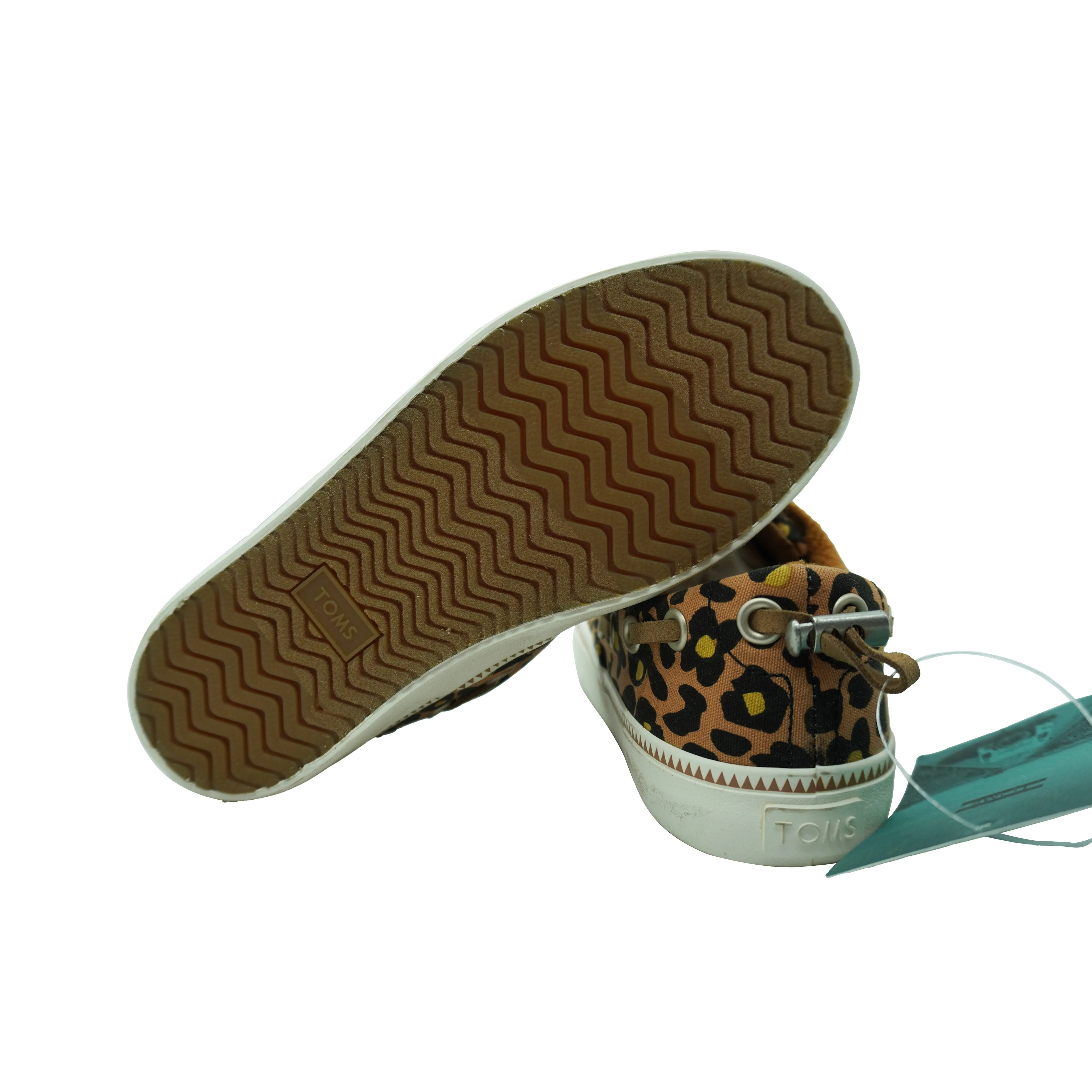 Toms Girl's Pasadena Slip On Sneakers Toffee Cheepard Print Brown Size 1