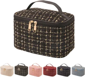 Travel Makeup Bag,High Capacity Toiletries Travel Bag,Waterproof And Wear-Resistant Portable Cosmetic Organizer,With Comfortable Handle,Suitable for Ladies And Girls (Black)