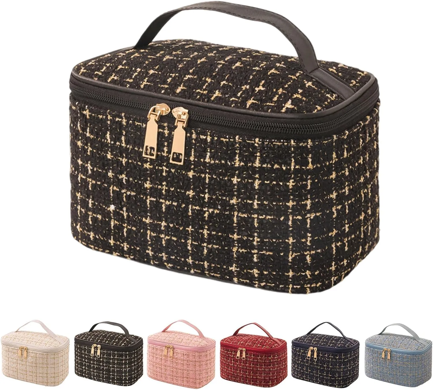 Travel Makeup Bag,High Capacity Toiletries Travel Bag,Waterproof And Wear-Resistant Portable Cosmetic Organizer,With Comfortable Handle,Suitable for Ladies And Girls (Black)