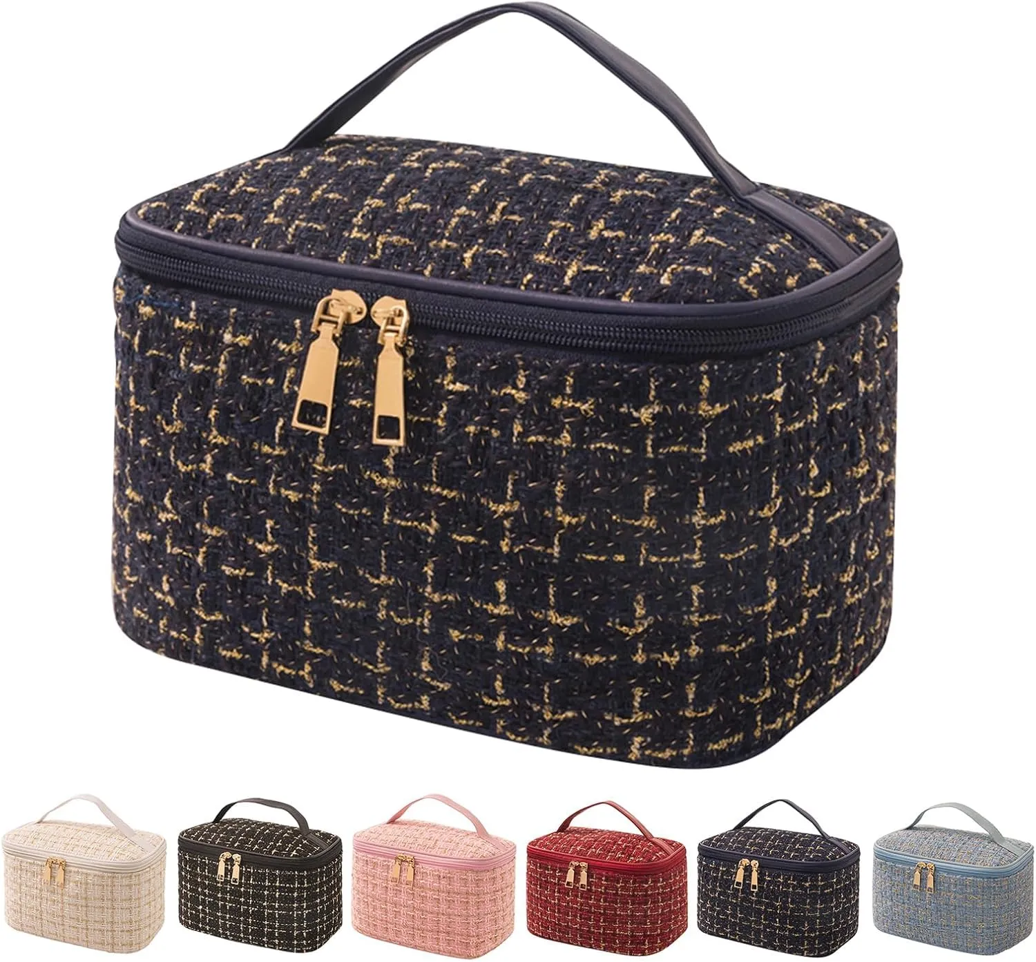 Travel Makeup Bag,High Capacity Toiletries Travel Bag,Waterproof And Wear-Resistant Portable Cosmetic Organizer,With Comfortable Handle,Suitable for Ladies And Girls (Navy Blue)