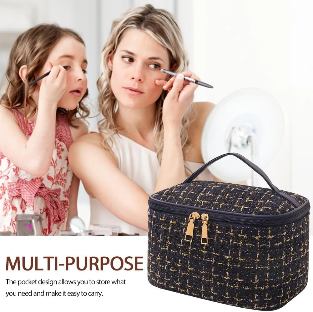 Travel Makeup Bag,High Capacity Toiletries Travel Bag,Waterproof And Wear-Resistant Portable Cosmetic Organizer,With Comfortable Handle,Suitable for Ladies And Girls (Navy Blue)