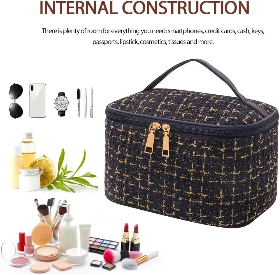 Travel Makeup Bag,High Capacity Toiletries Travel Bag,Waterproof And Wear-Resistant Portable Cosmetic Organizer,With Comfortable Handle,Suitable for Ladies And Girls (Navy Blue)