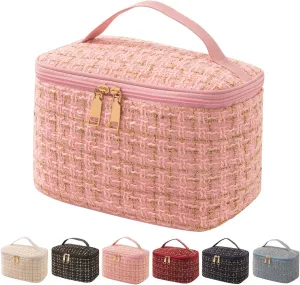 Travel Makeup Bag,High Capacity Toiletries Travel Bag,Waterproof And Wear-Resistant Portable Cosmetic Organizer,With Comfortable Handle,Suitable for Ladies And Girls (Pink)