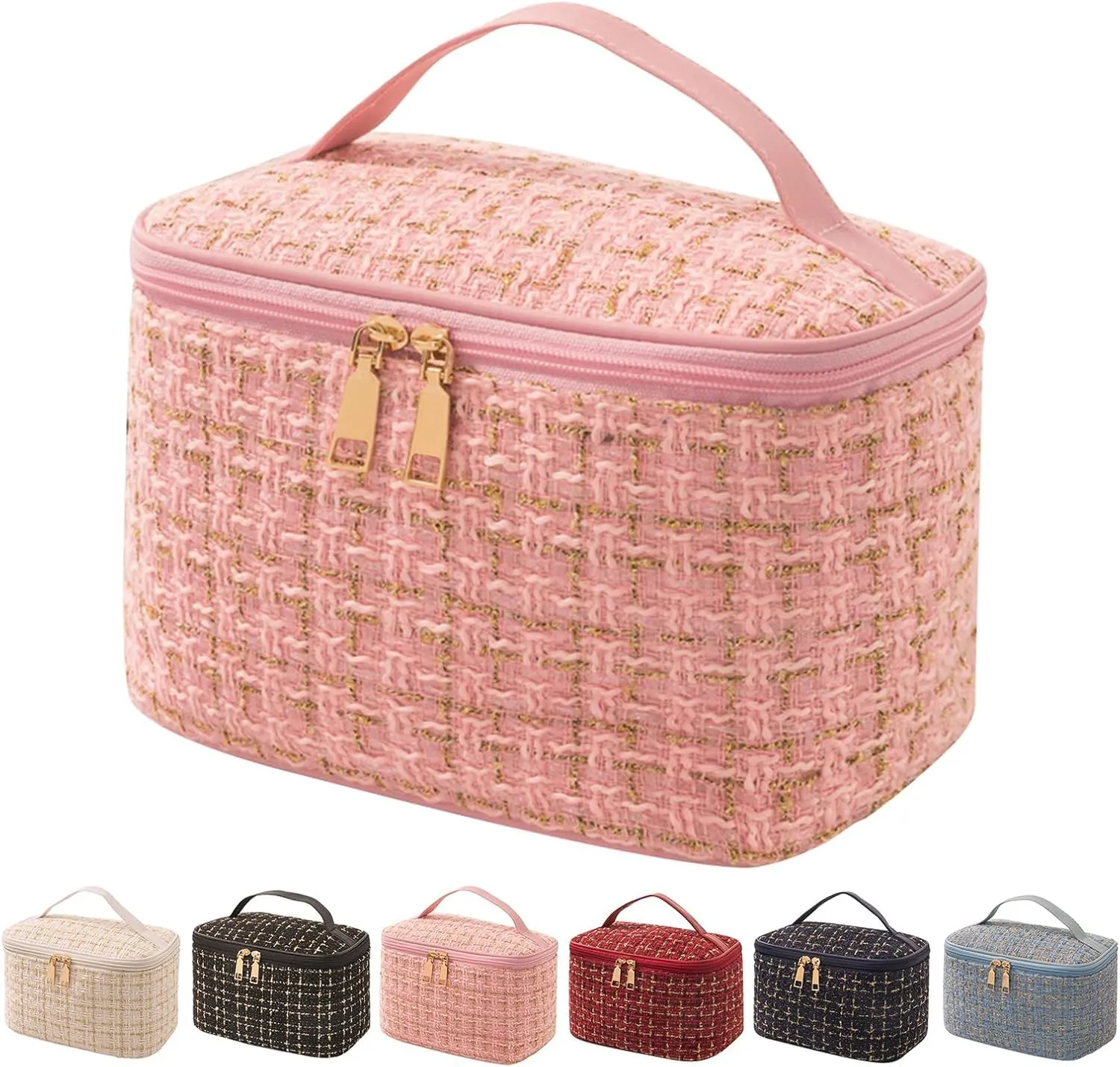 Travel Makeup Bag,High Capacity Toiletries Travel Bag,Waterproof And Wear-Resistant Portable Cosmetic Organizer,With Comfortable Handle,Suitable for Ladies And Girls (Pink)