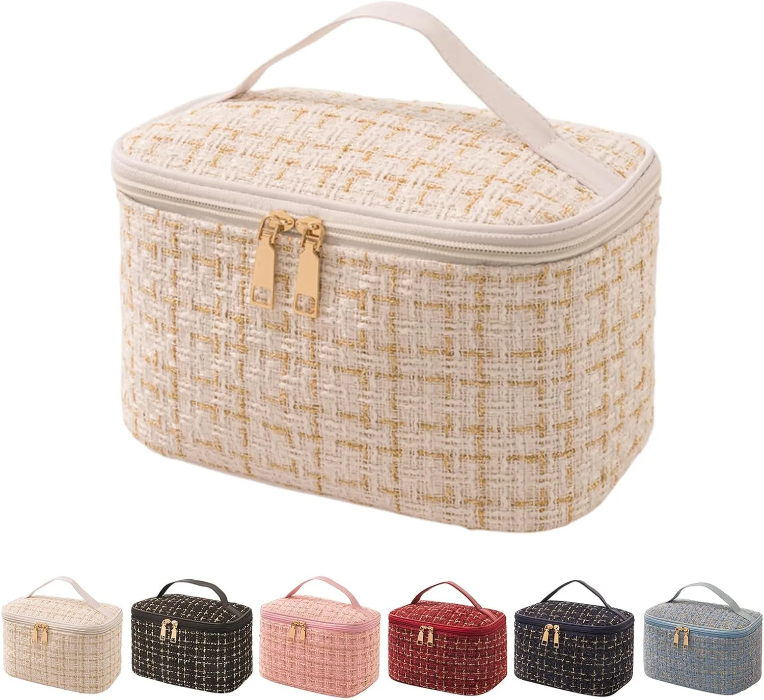 Travel Makeup Bag,High Capacity Toiletries Travel Bag,Waterproof And Wear-Resistant Portable Cosmetic Organizer,With Comfortable Handle,Suitable for Ladies And Girls (White)