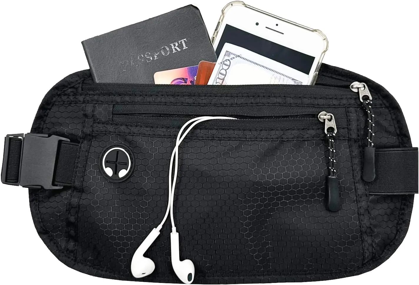 Travel Money Belt: Waist Pack for Running and Cycling, RFID, Comfortable, Durable and Lightweight Hidden Travel Passport Wallets.(Black)