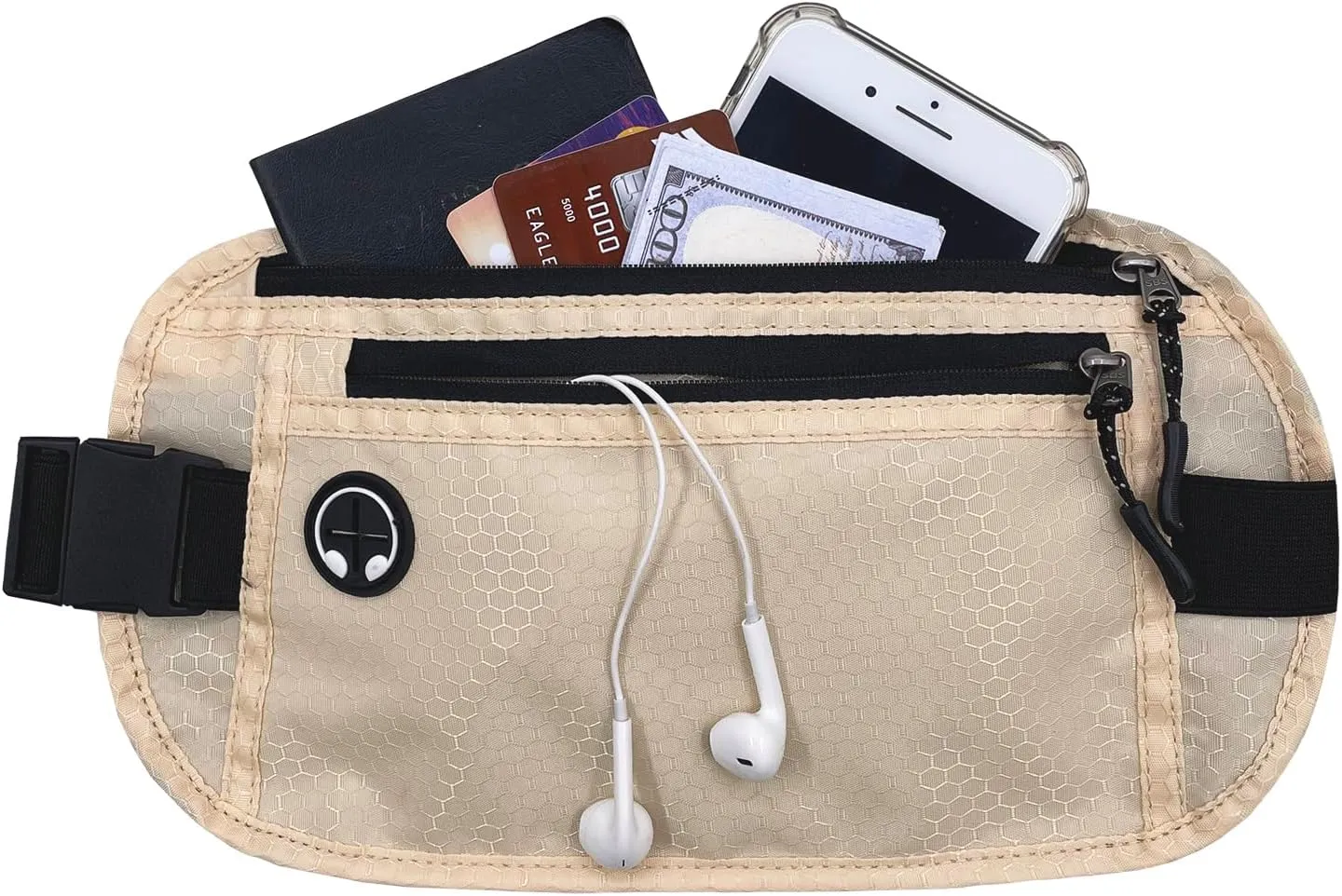 Travel Money Belt: Waist Pack for Running and Cycling, Rfid, Comfortable, Durable and Lightweight Hidden Travel Passport Wallets.(Khaki)