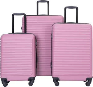 Travel Smart with Lightweight 3-Piece Luggage Set, Secure and Spacious Suitcases with Spinner Wheels, Pink