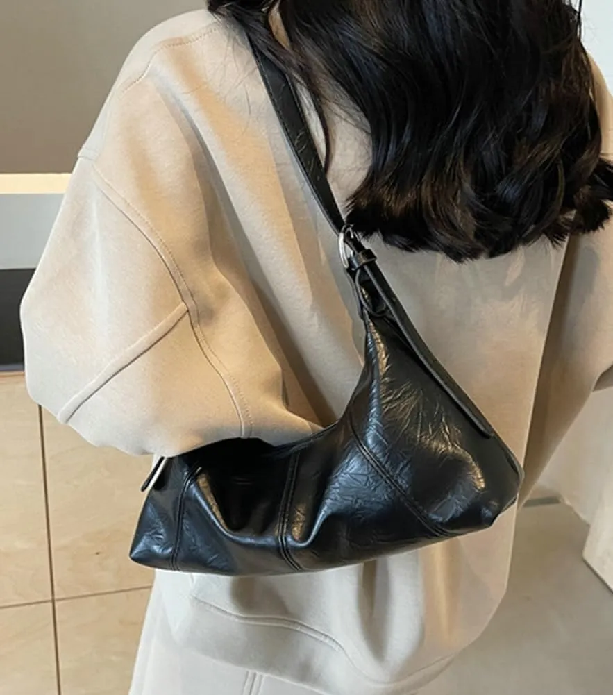 Trendy Dumpling Shoulder Bags for Women Small Vegan Leather Crossbody Totes Purse Soft Handbag Ladies Satchels