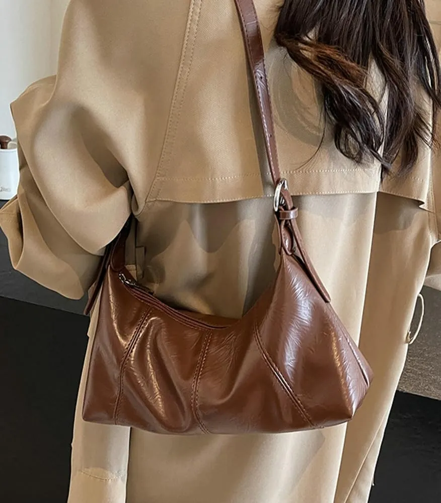 Trendy Dumpling Shoulder Bags for Women Small Vegan Leather Crossbody Totes Purse Soft Handbag Ladies Satchels