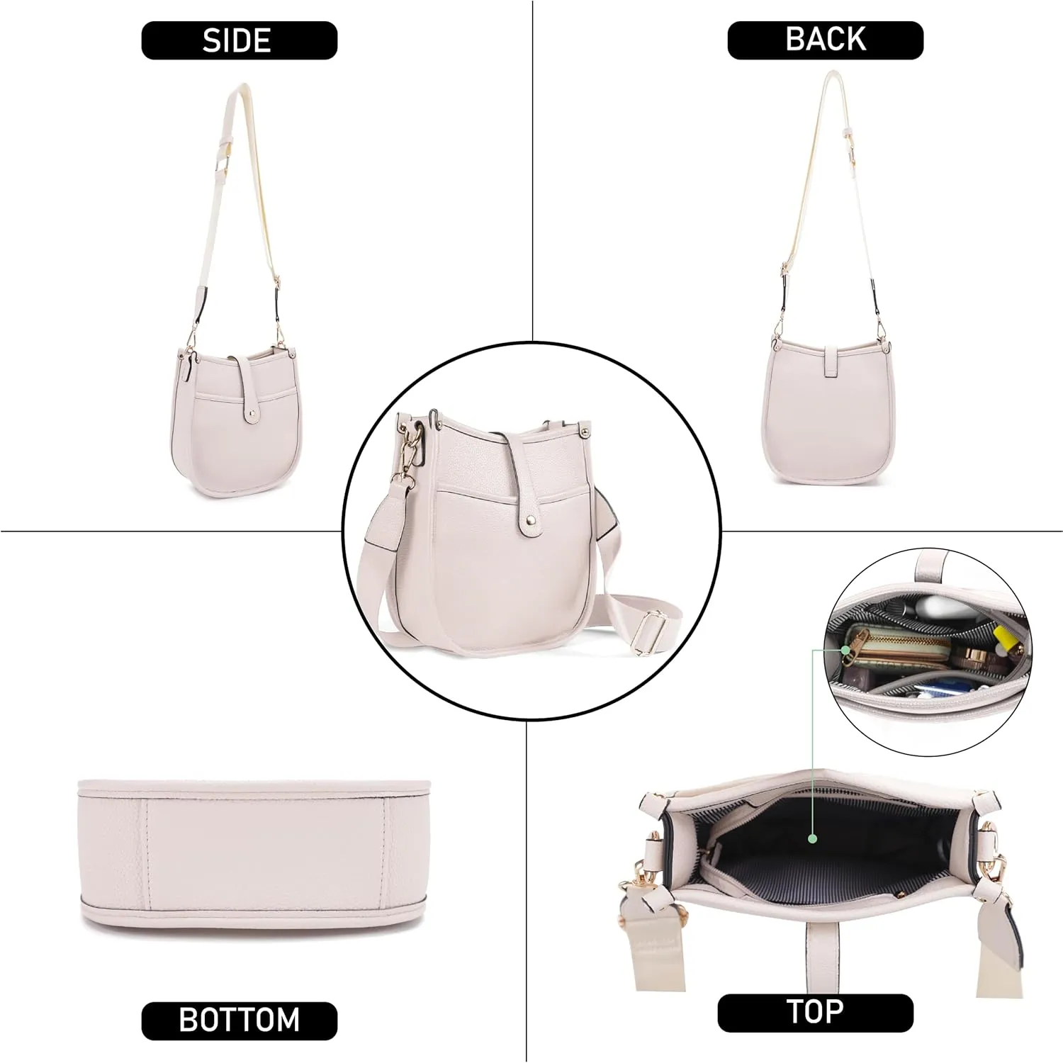 Trendy Hobo Crossbody Handbag with Adjustable Straps - Vegan Leather Designer Purses