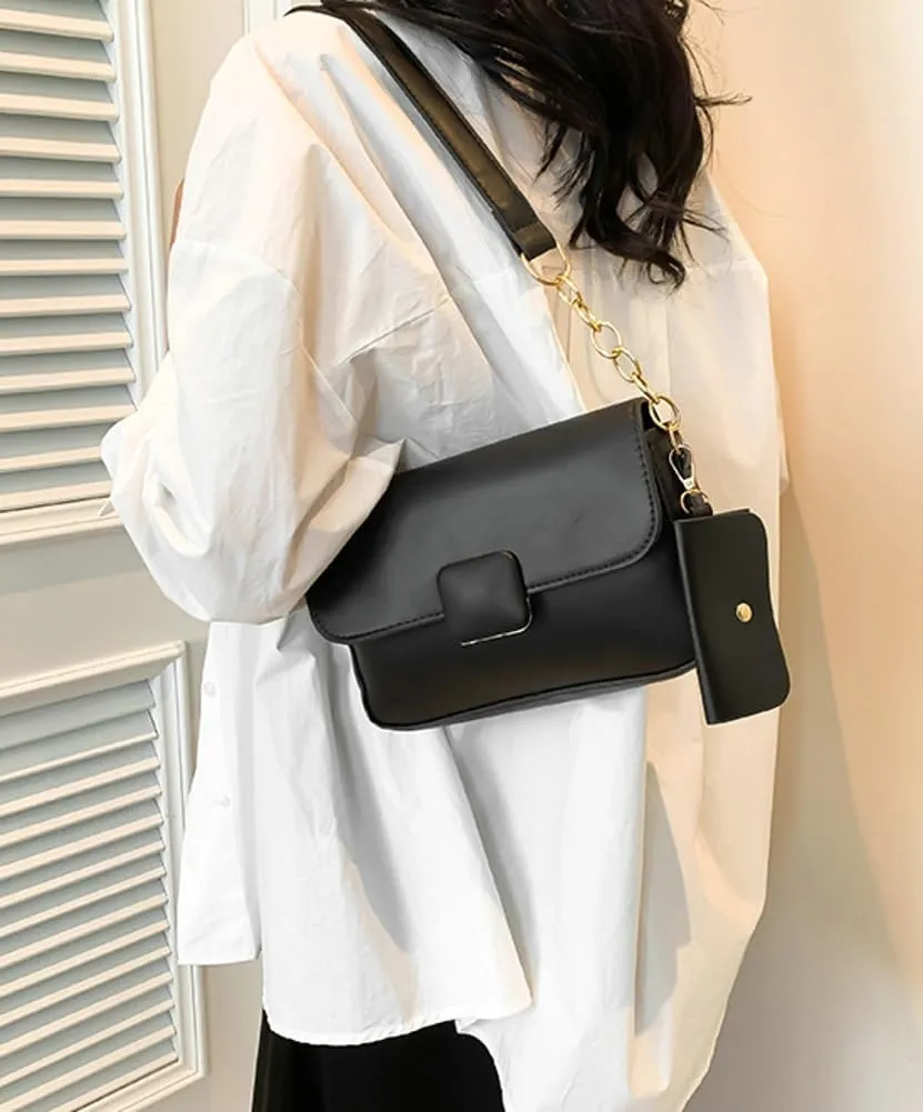 Trendy Shoulder Bag for Women Vegan Leather Underarm Purse Small Totes Handbag Casual Chain Top Handle Satchel