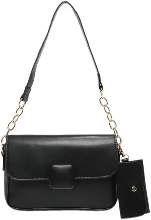 Trendy Shoulder Bag for Women Vegan Leather Underarm Purse Small Totes Handbag Casual Chain Top Handle Satchel