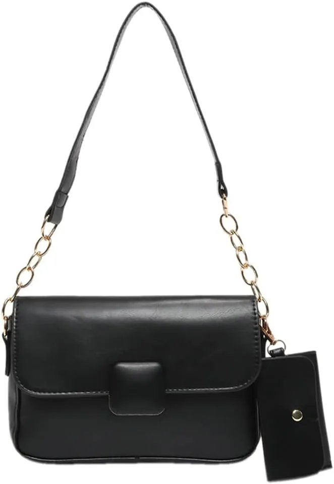 Trendy Shoulder Bag for Women Vegan Leather Underarm Purse Small Totes Handbag Casual Chain Top Handle Satchel