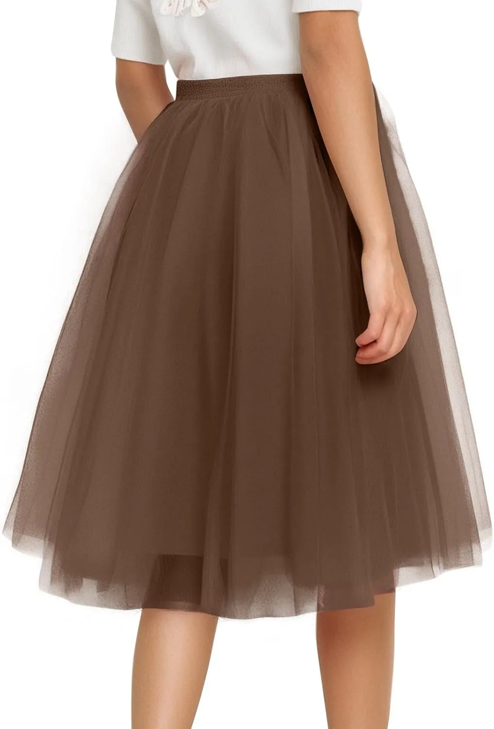 Tulle Skirts for Women Midi Layered Skorts Elastic High Waisted A Line Skirt Tutu Skirt for Prom Party