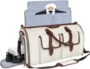 Ultimate 3-in-1 Garment Duffel Bag  Wrinkle-Free, Spacious 50L Capacity, Waterproof, Ideal for Business Trips & Weekend Getaways (Beige02) (Travel Garment Bag, Beige)