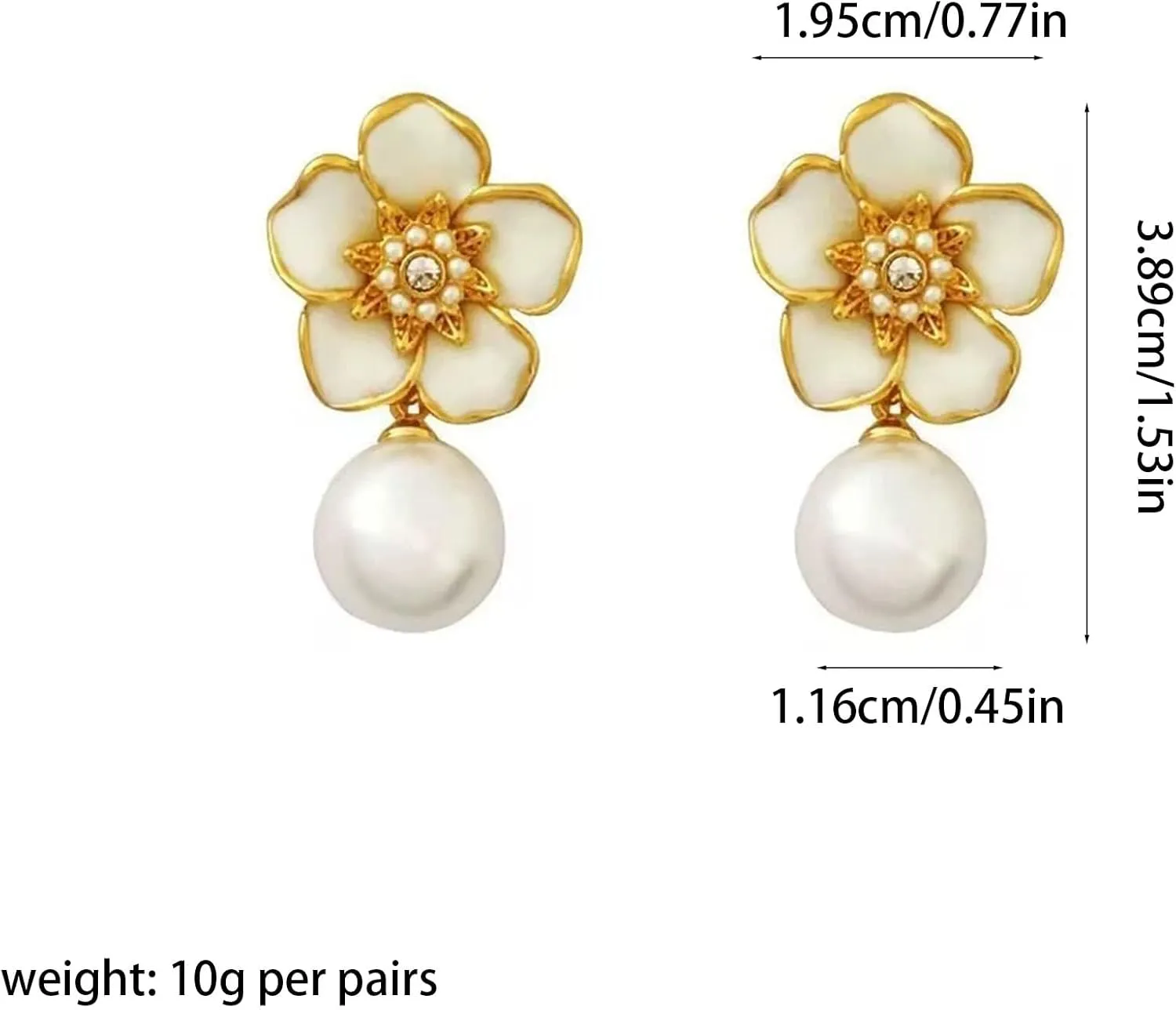 Vintage Camellia Flower Pearl Earrings for Women Classic Floral Pearl Stud Earrings Party Jewelry