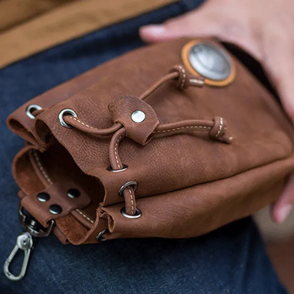 Vintage Cowhide Leather Pouch Bag