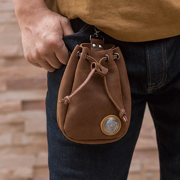 Vintage Cowhide Leather Pouch Bag