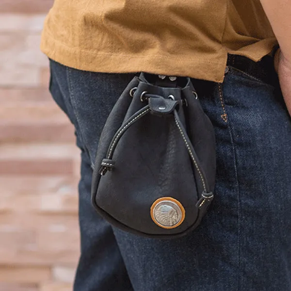 Vintage Cowhide Leather Pouch Bag