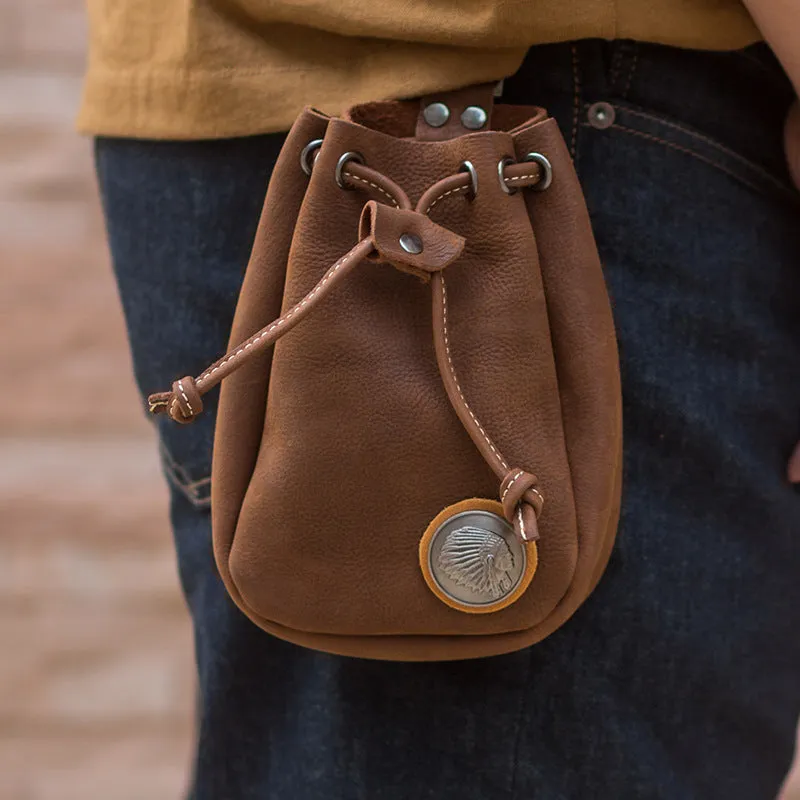Vintage Cowhide Leather Pouch Bag